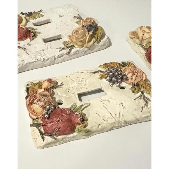 FIGI Vintage Hand Painted Light Switch Cover Set Pomegranate & Floral Design - Picture 9 of 9